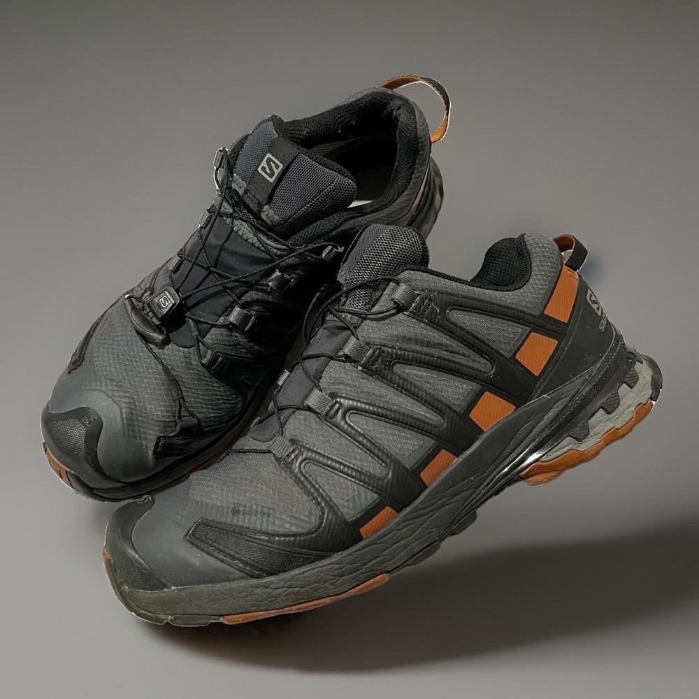 Salomon XA Pro 3D v8 GTX Mens Gray/Orange Comfort Trail Running Shoes Size 9